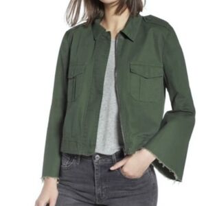 BB Dakota Jennie Olive Green Cropped Flare Sleeve Jacket Coat Womens Sz Sm NWOT